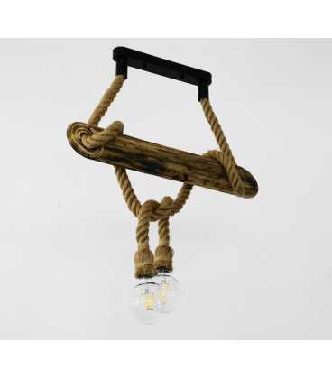 Wood and rope pendant light 228