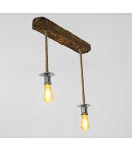 Wood, metal and rope pendant light 261