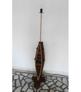 Stehleuchte aus Holz, Metall und Seil 263