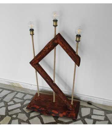 Wood, metal and rope floor lamp 264