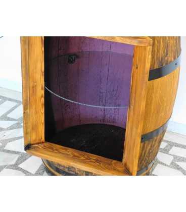 Τραπέζι-μπαράκι από ξύλινο βαρέλι κρασιού με τζάμι
