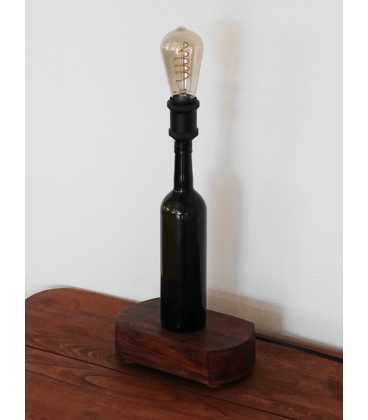 Διακοσμητικό φωτιστικό επιτραπέζιο από μπουκάλι κρασιού με ξύλινη βάση 288
