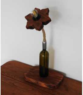 Decorative wine bottle, wood and rope table light 289