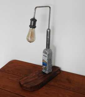 Decorative ouzo bottle table light with a wooden base 290
