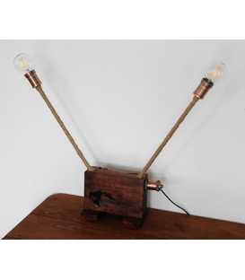 Διακοσμητικό φωτιστικό επιτραπέζιο από ξύλο και σχοινί 293
