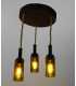 Glass bottles, wood and rope pendant light 303