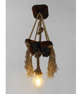 Wood and rope pendant light 315
