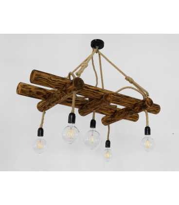 Wood and rope pendant light 325