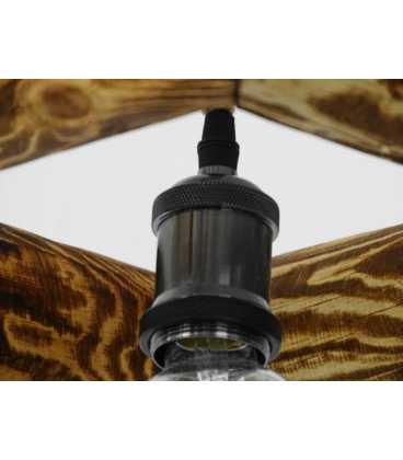 Wood, metal and rope pendant light 220