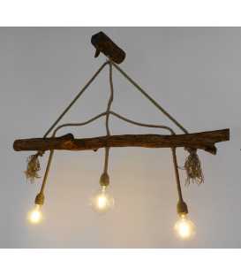 Wood and rope pendant light 329