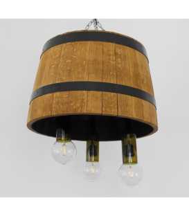 Οak barrel and glass bottles pendant light 335