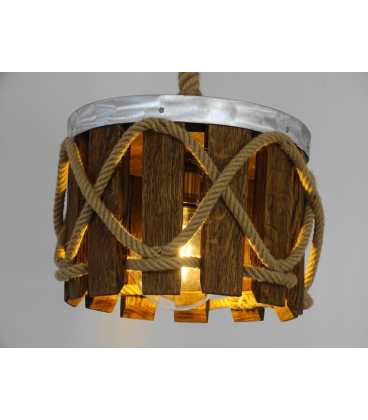 Wood, metal and rope pendant light 345