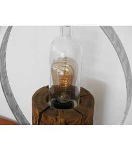 Διακοσμητικό φωτιστικό επιτραπέζιο από ξύλο, μέταλλο και γυάλινο μπουκάλι 351