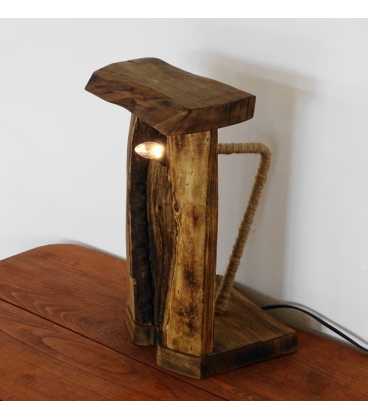 Διακοσμητικό φωτιστικό επιτραπέζιο από ξύλο και σχοινί 363