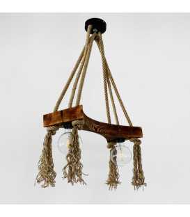 Holz und Seil hängende Deckenleuchte 397