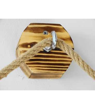 Hanging wood and rope wall shelf 410