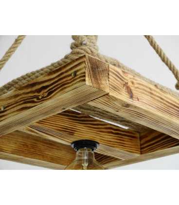 Wood and rope pendant light 414