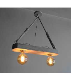 Wood and rope pendant light 424