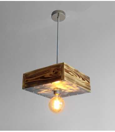 Wood and metal pendant light 456