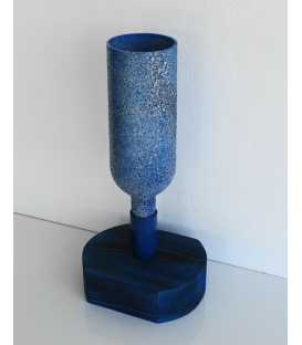 Wood and glass bottle vase 475