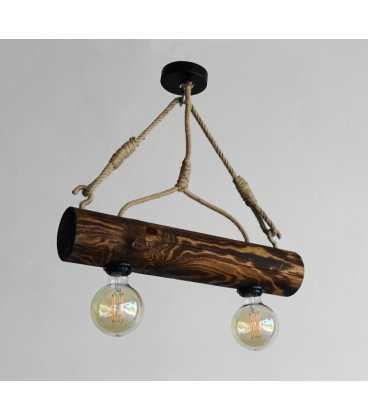 Wood and rope pendant light 509