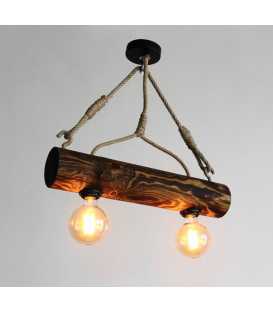 Wood and rope pendant light 509