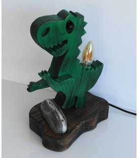 Διακοσμητικό φωτιστικό επιτραπέζιο από ξύλο και πέτρα "Δεινόσαυρος" 521