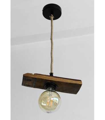 Wood and rope pendant light 543