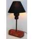 Wood and copper pipe table lamp with a black lampshade 568