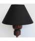 Wood and copper pipe table lamp with a black lampshade 568