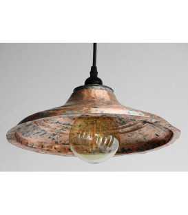 Antique copper pot lid pendant light 581