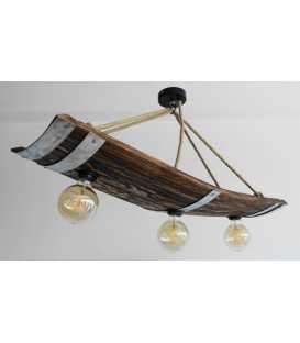 Wood, metal and rope pendant light 583