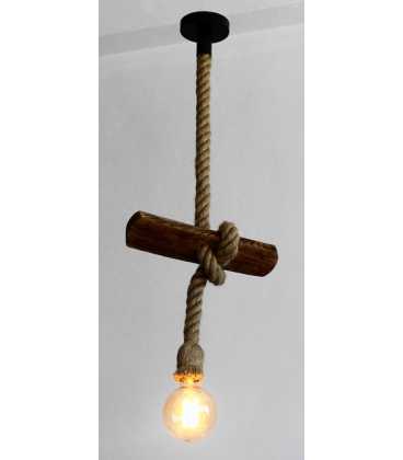 Wood and rope pendant lamp 586