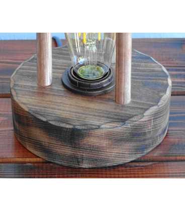 Επιτραπέζιο φωτιστικό διακοσμητικό από ξύλο και χαλκοσωλήνες 600