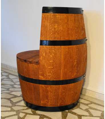 Σετ 2 πολυθρόνες με τραπέζι και φωτιστικό από ξύλινα βαρέλια κρασιού 050