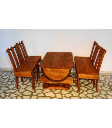 Wine barrel table set with two chairs and a sofa 054