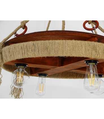 Μetal, wood and rope pendant light 068