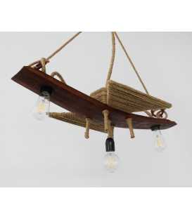 Wood and rope pendant light 074