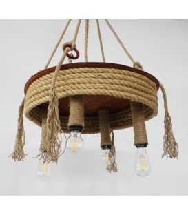 Wood and rope pendant light 081