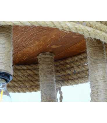 Wood and rope pendant light 081