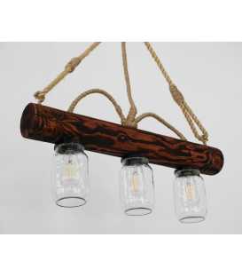 Wood, rope and jar pendant light 133