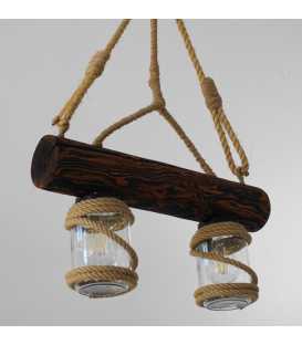 Wood, rope and jar pendant light 137