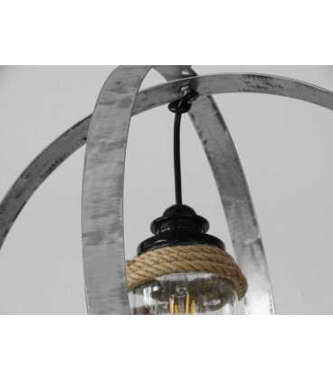 Metal, jar and rope pendant light 140