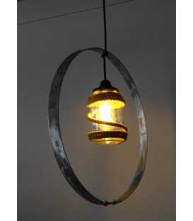 Metal, jar and rope pendant light 142