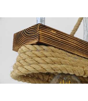 Holz, Metal und Seil hängende Deckenleuchte 152