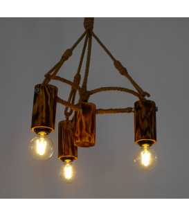 Wood, metal and rope pendant light 156
