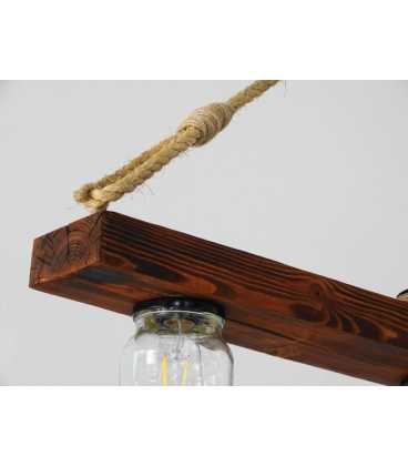 Wood, rope and jar pendant light 162