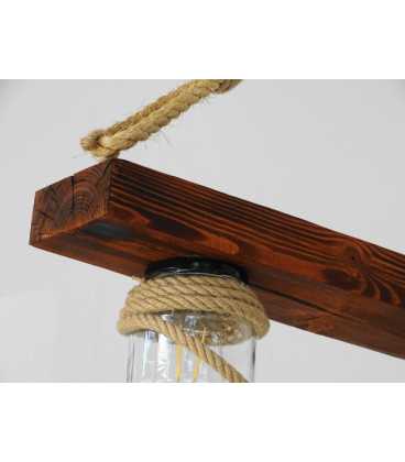 Holz, Seil und Einmachglas hängende Deckenleuchte 163
