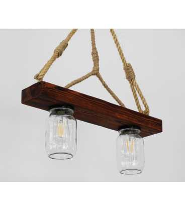 Wood, rope and jar pendant light 164