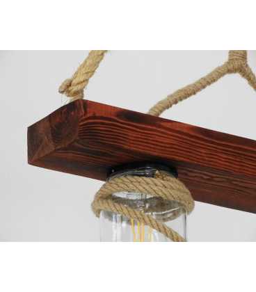 Holz, Seil und Einmachglas hängende Deckenleuchte 165